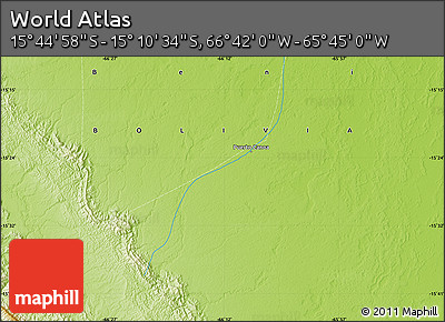 Physical Map of the Area around 15° 27' 46" S, 66° 13' 29" W