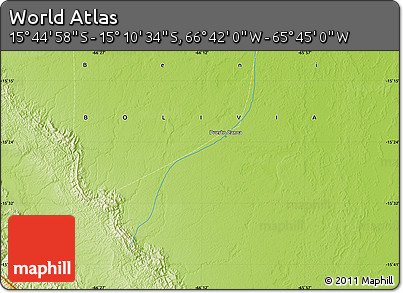 Physical Map of the Area around 15° 27' 46" S, 66° 13' 29" W