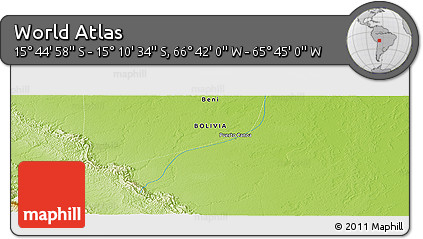Physical Panoramic Map of the Area around 15° 27' 46" S, 66° 13' 29" W