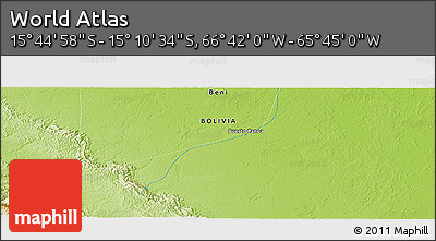 Physical Panoramic Map of the Area around 15° 27' 46" S, 66° 13' 29" W