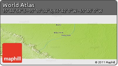 Physical Panoramic Map of the Area around 15° 27' 46" S, 66° 13' 29" W