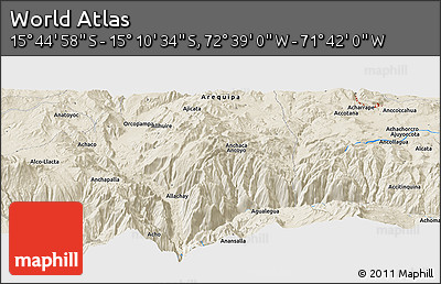 Shaded Relief Panoramic Map of the Area around 15° 27' 46" S, 72° 10' 30" W