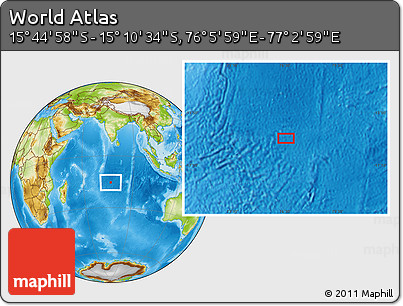 Physical Location Map of the Area around 15° 27' 46" S, 76° 34' 29" E