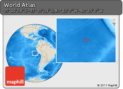 Shaded Relief Location Map of the Area around 15° 27' 46" S, 83° 13' 29" W