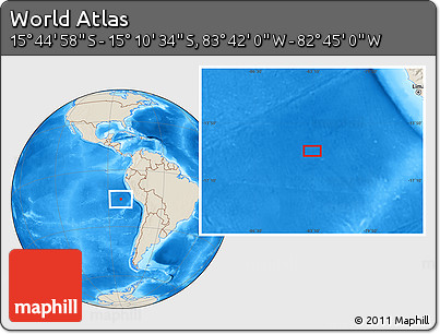 Shaded Relief Location Map of the Area around 15° 27' 46" S, 83° 13' 29" W