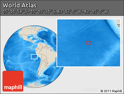 Shaded Relief Location Map of the Area around 15° 27' 46" S, 83° 13' 29" W