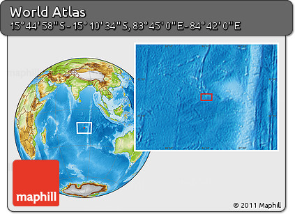 Physical Location Map of the Area around 15° 27' 46" S, 84° 13' 29" E