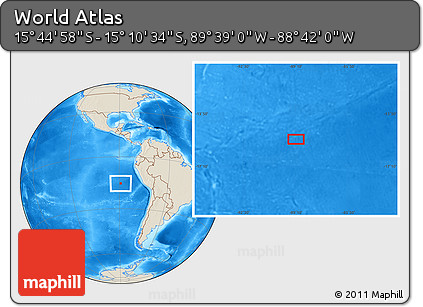 Shaded Relief Location Map of the Area around 15° 27' 46" S, 89° 10' 30" W