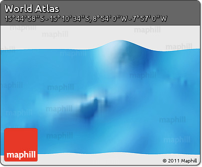 Physical 3D Map of the Area around 15° 27' 46" S, 8° 25' 30" W