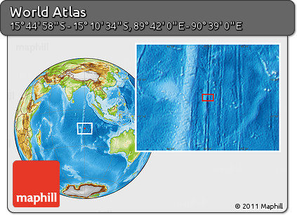 Physical Location Map of the Area around 15° 27' 46" S, 90° 10' 30" E