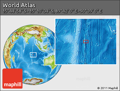 Physical Location Map of the Area around 15° 27' 46" S, 90° 10' 30" E