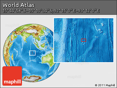 Physical Location Map of the Area around 15° 27' 46" S, 92° 43' 29" E