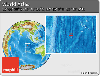 Physical Location Map of the Area around 15° 27' 46" S, 92° 43' 29" E