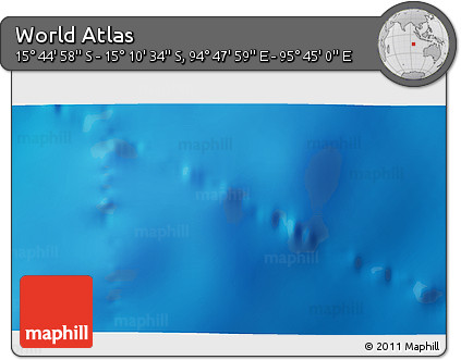 Physical 3D Map of the Area around 15° 27' 46" S, 95° 16' 30" E