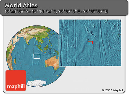 Satellite Location Map of the Area around 15° 27' 46" S, 96° 7' 30" E