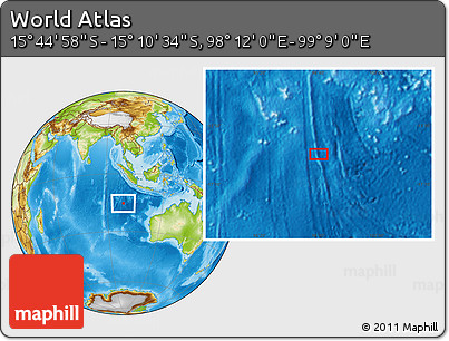 Physical Location Map of the Area around 15° 27' 46" S, 98° 40' 30" E