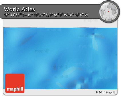 Physical 3D Map of the Area around 15° 27' 46" S, 9° 16' 30" W