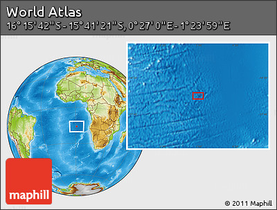 Physical Location Map of the Area around 15° 58' 32" S, 0° 55' 29" E