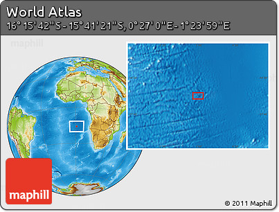 Physical Location Map of the Area around 15° 58' 32" S, 0° 55' 29" E
