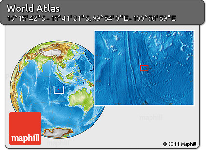 Physical Location Map of the Area around 15° 58' 32" S, 100° 22' 30" E