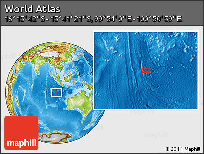 Physical Location Map of the Area around 15° 58' 32" S, 100° 22' 30" E