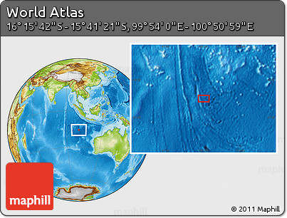 Physical Location Map of the Area around 15° 58' 32" S, 100° 22' 30" E