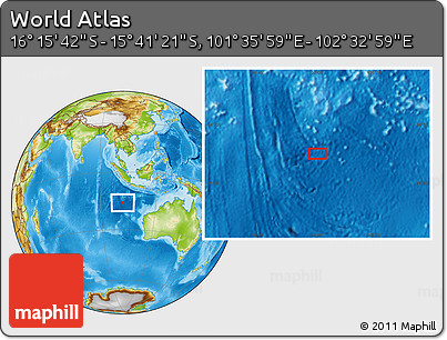 Physical Location Map of the Area around 15° 58' 32" S, 102° 4' 29" E