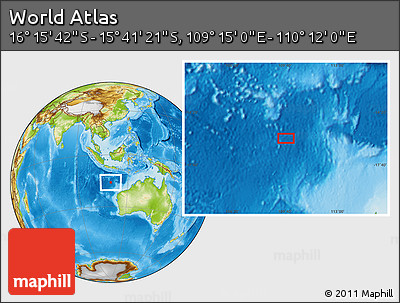Physical Location Map of the Area around 15° 58' 32" S, 109° 43' 29" E