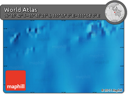 Shaded Relief Map of the Area around 15° 58' 32" S, 111° 25' 30" E