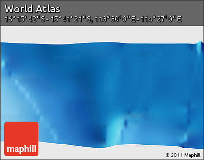 Physical 3D Map of the Area around 15° 58' 32" S, 113° 58' 29" E