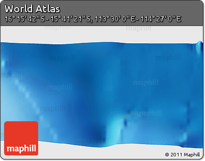 Physical 3D Map of the Area around 15° 58' 32" S, 113° 58' 29" E