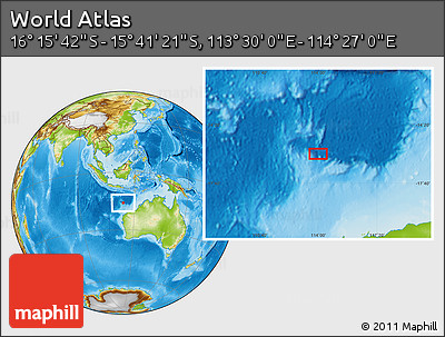 Physical Location Map of the Area around 15° 58' 32" S, 113° 58' 29" E