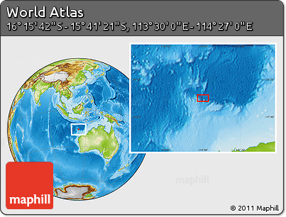 Physical Location Map of the Area around 15° 58' 32" S, 113° 58' 29" E