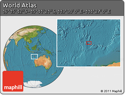 Satellite Location Map of the Area around 15° 58' 32" S, 113° 58' 29" E
