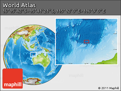 Physical Location Map of the Area around 15° 58' 32" S, 115° 40' 30" E