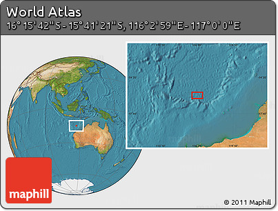 Satellite Location Map of the Area around 15° 58' 32" S, 116° 31' 30" E