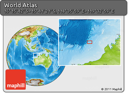 Physical Location Map of the Area around 15° 58' 32" S, 119° 4' 29" E