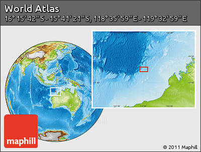 Physical Location Map of the Area around 15° 58' 32" S, 119° 4' 29" E