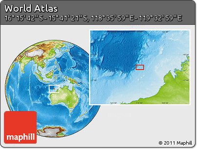 Physical Location Map of the Area around 15° 58' 32" S, 119° 4' 29" E