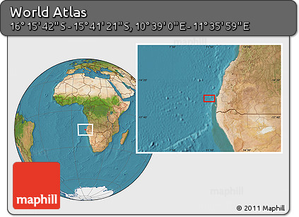 Satellite Location Map of the Area around 15° 58' 32" S, 11° 7' 30" E