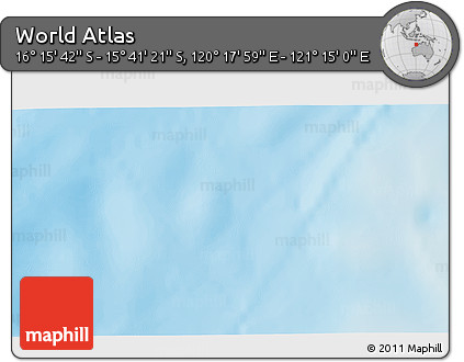 Physical 3D Map of the Area around 15° 58' 32" S, 120° 46' 30" E