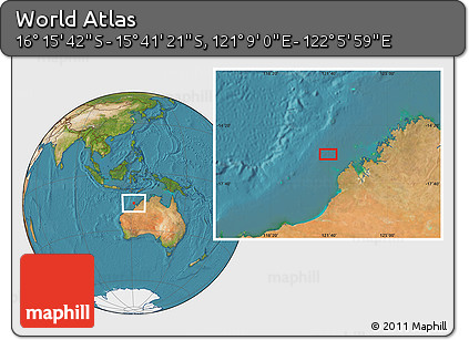 Satellite Location Map of the Area around 15° 58' 32" S, 121° 37' 30" E