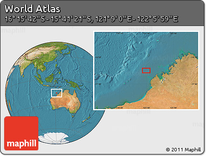 Satellite Location Map of the Area around 15° 58' 32" S, 121° 37' 30" E
