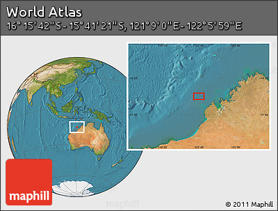 Satellite Location Map of the Area around 15° 58' 32" S, 121° 37' 30" E