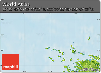 Physical Map of the Area around 15° 58' 32" S, 123° 19' 29" E