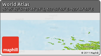 Physical Panoramic Map of the Area around 15° 58' 32" S, 123° 19' 29" E