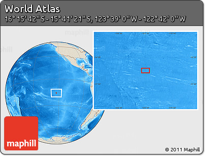 Shaded Relief Location Map of the Area around 15° 58' 32" S, 123° 10' 30" W