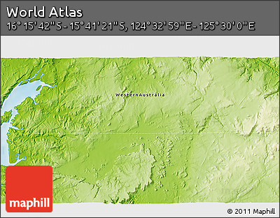 Physical 3D Map of the Area around 15° 58' 32" S, 125° 1' 30" E