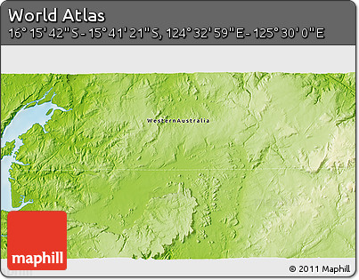 Physical 3D Map of the Area around 15° 58' 32" S, 125° 1' 30" E