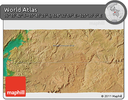 Satellite 3D Map of the Area around 15° 58' 32" S, 125° 1' 30" E